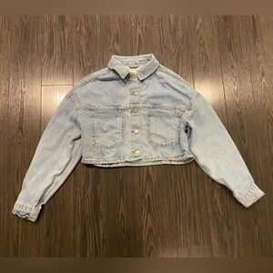 Topshop Light Blue Cropped Denim Jacket - size 4